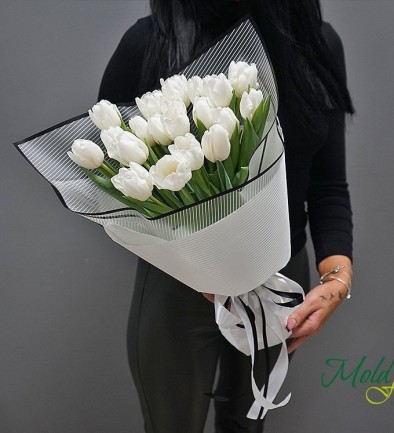 Букет из белых тюльпанов "Радость встречи" Фото 394x433